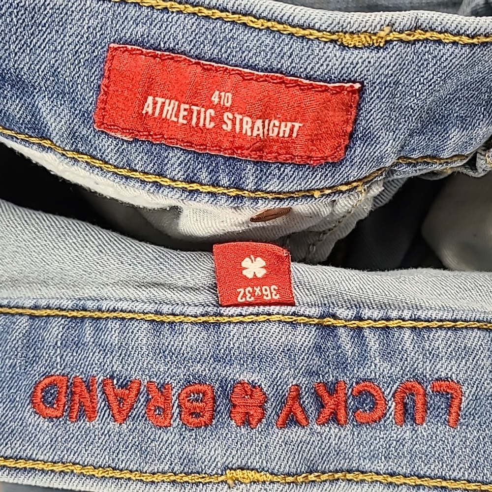LUCKY BRAND 410 ATHLETIC STRIGHT 36x30 MENS PRE-OWNED MECHANIC WORK STRECH JEANS - Picture 8 of 8